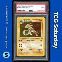 1999 POKEMON FOSSIL #9/62 KABUTOPS HOLO RARE PSA 9 - Image 1