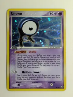 Moderately Played 2005 Pokemon EX Unseen Forces Unown (A) A/28 Holo Rare - Image 1