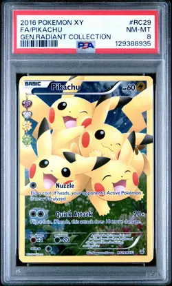 2016 POKEMON XY GENERATIONS RADIANT COLL #RC29 FULL ART/PIKACHU PSA 8 - Image 1