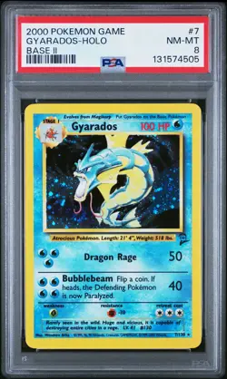 2000 POKEMON BASE SET 2 #7 GYARADOS-HOLO PSA 8 - Image 1