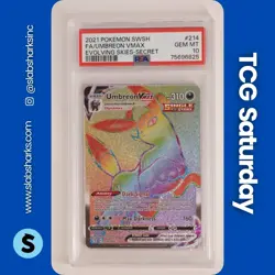 2021 POKEMON SWSH EVOLVING SKIE #214/203 UMBREON VMAX RAINBOW SECRET RARE PSA 10 - Image 1