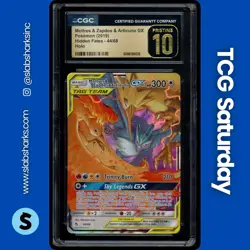 2019 POKEMON SM HIDDEN FATES MOLTRES & ZAPDOS ARTICUNO TAG TEAM GX CGC 10 - Image 1