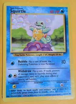 1995 Pokemon TCG Squirtle Base Set 1st Edition 63/102 - Image 1
