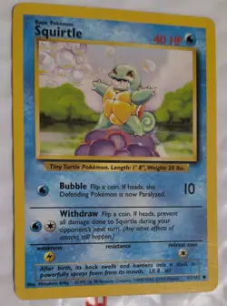 1995 Pokemon TCG Squirtle Base Set 1st Edition 63/102 - Image 2
