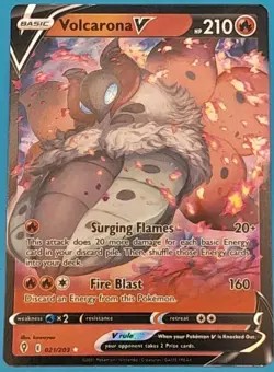Volcarona V 021/203 Ultra Rare Evolving Skies Pokemon TCG Holo Foil Pokemon NM - Image 1