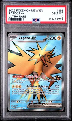 2023 POKEMON MEW EN-151 | ULTRA RARE #192 ZAPDOS EX PSA 10 - Image 1