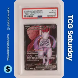 2025 POKEMON DESTINED RIVAL #213/182 TEAM ROCKETS MEWTWO EX FA ULTRA RARE PSA 10 - Image 1