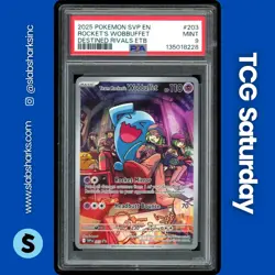 2023 POKEMON SV BLACK STAR PROMO DR ETB PROMO #203 TEAM ROCKET'S WOBBUFFET PSA 9 - Image 1