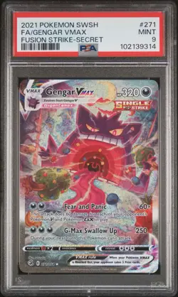 Pokemon Gengar VMAX Fusion Strike Secret Rare Full Alt Art #271 PSA 9 Mint - Image 1