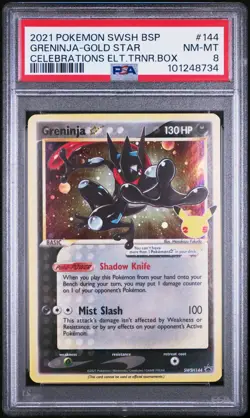 2021 POKEMON CELEBRATION GRENINJA GOLD STAR PSA 8 #144 BLACK STAR PROMO - Image 1