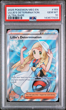🔥 PSA 10 GEM MINT Lillie's Determination Holo 169/132 Pokemon Mega Evolution 🔥 - Image 1
