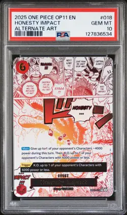 2025 One Piece OP11 Honesty Impact #018 Alt Art PSA 10 - A Fist of Divine Speed - Image 1
