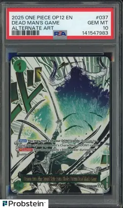2025 One Piece OP12 EN Alternate Art #037 Dead Man's Game PSA 10 GEM MINT - Image 1