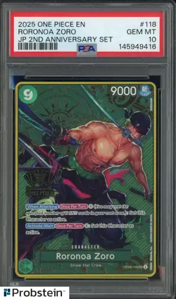2025 One Piece EN 2nd Anniversary Set #118 Roronoa Zoro PSA 10 GEM MINT - Image 1
