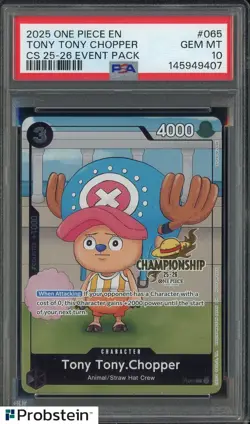 2025 One Piece EN CS 25-26 Event Pack #065 Tony Tony Chopper PSA 10 GEM MINT - Image 1