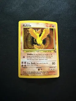 Pokemon TCG Moltres Fossil Set Holo Rare Card 12/62 LP - Image 1