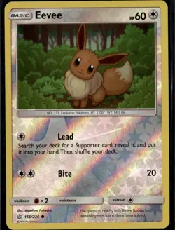 Eevee - Common SM - Cosmic Eclipse 166/236 Colorless Reverse Holo Pokemon Card - Image 1