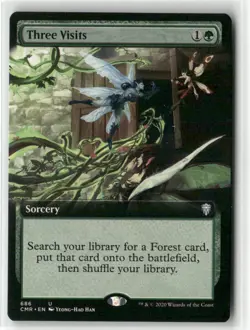 magic the gathering Three Visits Extended Art Commander Legends #686 - Image 1