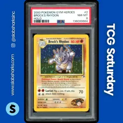 2000 POKEMON GYM HEROES #2/132 BROCK'S RHYDON HOLO RARE PSA 8 - Image 1