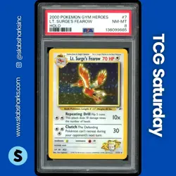 2000 POKEMON GYM HEROES #7/132 LT. SURGE'S FEAROW HOLO RARE PSA 8 - Image 1
