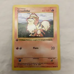 Pokemon TCG Growlithe First Edition Shadowless Card 028/102 Base Set Lp/Nm - Image 1