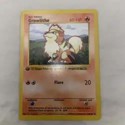 Pokemon TCG Growlithe First Edition Shadowless Card 028/102 Base Set Lp/Nm - Image 2