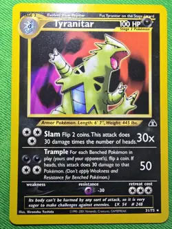 2001 POKEMON TCG NEO DISCOVERY 31/75 TYRANITAR UNLIMITED RARE NEAR MINT - Image 1