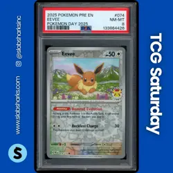 2025 POKEMON PRISMATIC EVOLUTIONS #074/131 EEVEE POKEMON DAY 2025 PSA 8 - Image 1