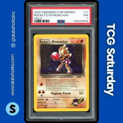 2000 POKEMON GYM HEROES #11/132 ROCKET'S HITMONCHAN HOLO RARE PSA 7 - Image 1
