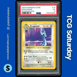 1999 POKEMON BASE SET SHADOWLESS #18/102 DRAGONAIR PSA 5 - Image 1