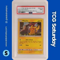 2019 POKEMON SM BLACK STAR PROMO PIKA/EEVEE SPC COLL. #SM234 PIKACHU HOLO PSA 9 - Image 1