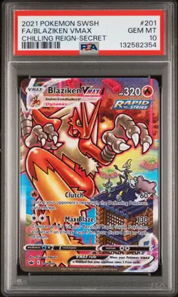 2021 POKEMON SWORD & SHIELD CHILLING REIGN SECRET FULL ART/BLAZIKEN VMAX PSA 10 - Image 1