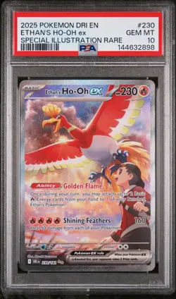 2025 Pokemon Destined Rivals Ethan's Ho-Oh EX Special Illus Rare PSA 10 #230 SIR - Image 1