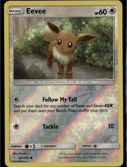 Eevee - Common SM - Cosmic Eclipse 167/236 Colorless Reverse Holo Pokemon Card - Image 1