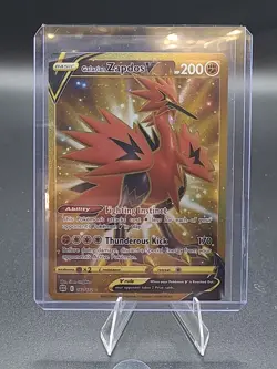 Pokemon Galarian Zapdos v TCG Card 182/172 Brilliant Stars Gold Secret Rare - Image 1