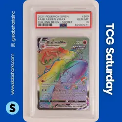 2021 POKEMON SWSH CHILLING REIGN #200/198 BLAZIKEN VMAX SECRET RARE PSA 10 - Image 1