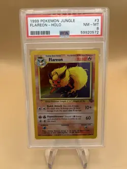 Pokemon Flareon Jungle Holo Rare PSA 8 #3/64 Unlimited English 1999 - Image 1