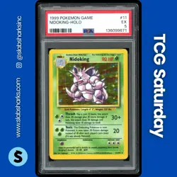 1999 POKEMON BASE SET UNLIMITED #11/102 NIDOKING HOLO RARE PSA 5 - Image 1
