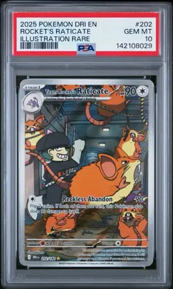 2025 POKEMON DESTINED RIVALS | ILLUSTRATION RARETEAM ROCKET'S RATICATE 202 PSA10 - Image 1