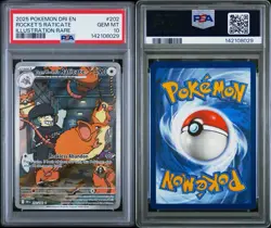 2025 POKEMON DESTINED RIVALS | ILLUSTRATION RARETEAM ROCKET'S RATICATE 202 PSA10 - Image 3