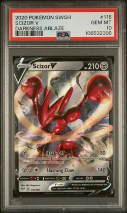 2020 POKEMON SWORD & SHIELD DARKNESS ABLAZE #118 SCIZOR V PSA 10 - Image 1