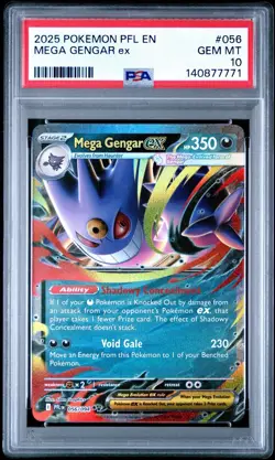 2025 POKEMON PFL EN-PHANTASMAL FLAMES #056 MEGA GENGAR EX PSA 10 - Image 1