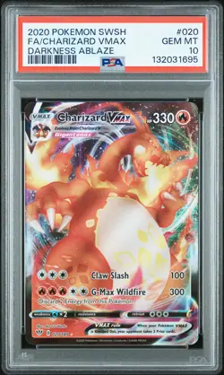 2020 POKEMON SWORD & SHIELD DARKNESS ABLAZE #020 FULL ART/CHARIZARD VMAX PSA 10 - Image 1
