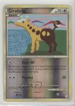 Girafarig Reverse Foil Pokemon HeartGold & SoulSilver #64 2010 - Image 1