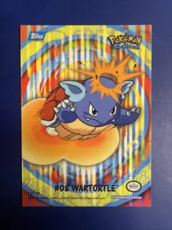 2000 Pokemon TV Animation Series 2 #08 Wartortle Sticker #1 of 10 Blue Logo - Image 1