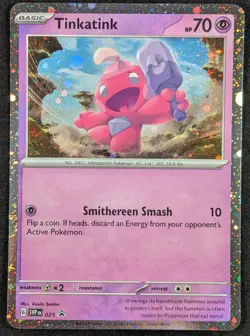 Tinkatink 2021 Black Star Promo Cosmos Holo Pokemon Card SVP 025 (NM) - Image 1