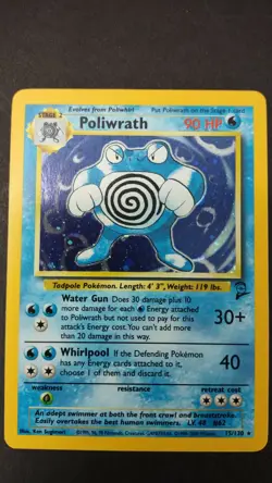 Poliwrath 15/130 Holo Rare Base Set 2 Pokemon Card 1999 WOTC NM/Mint - Image 2