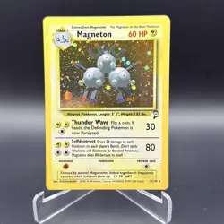1999 Vintage Pokemon TCG Magneton Base Set 2 Holo Rare Card 9/102 NM Condition - Image 1