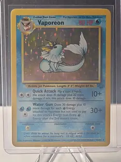 Pokemon Card TCG Vaporeon 12/64 Jungle Holo Rare LP NM. - Image 1