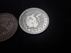 Pokemon Card Meiji Promo Battle Coin Silver Pikachu x2 #6093 PLAY - Image 3
